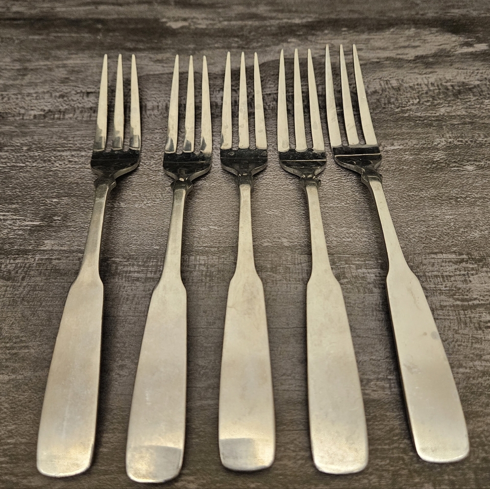 Set of 5 Stainless Steel Vintage Dinner Forks